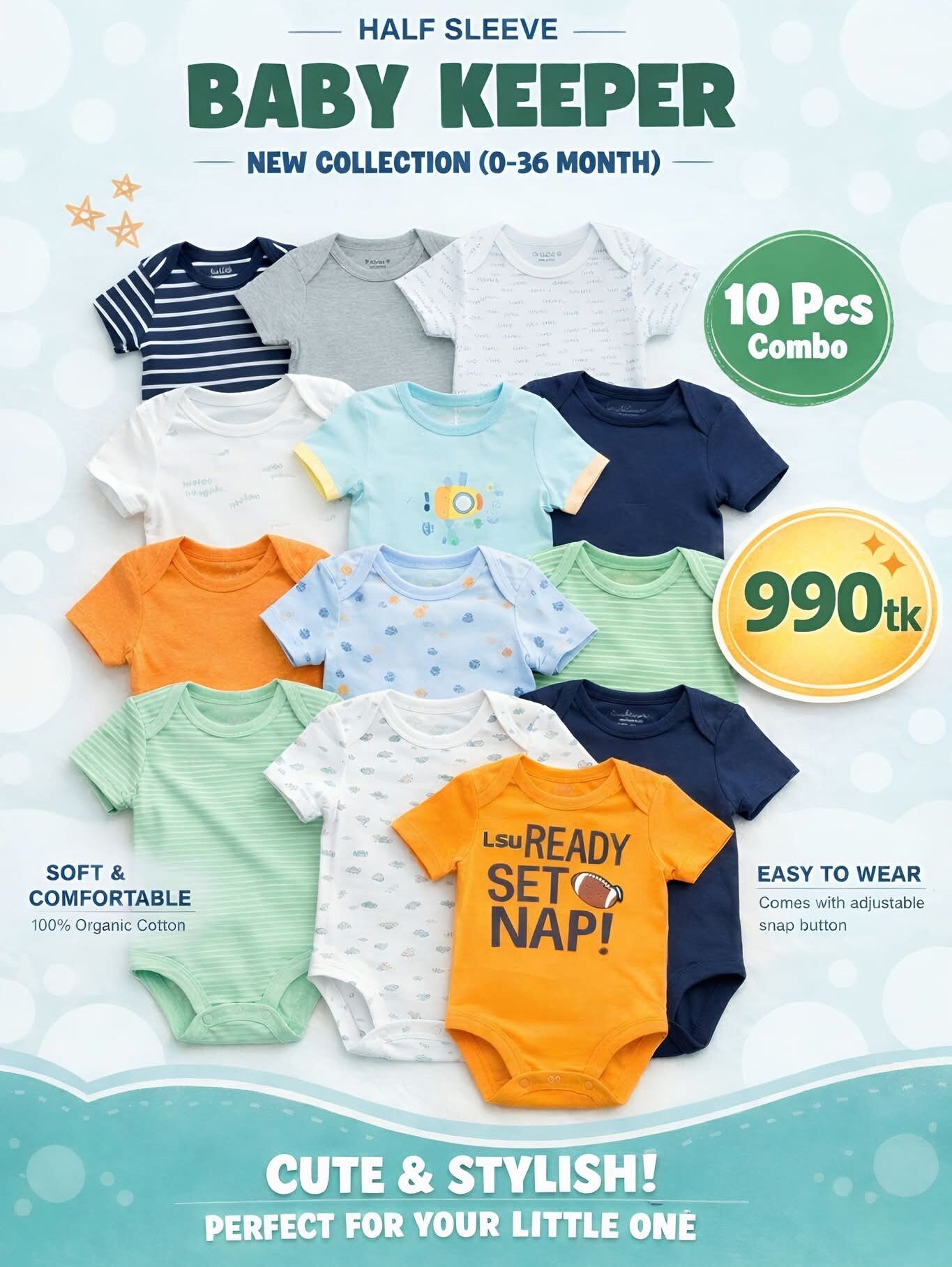 10 Pcs Organic Cotton Made Baby keeper